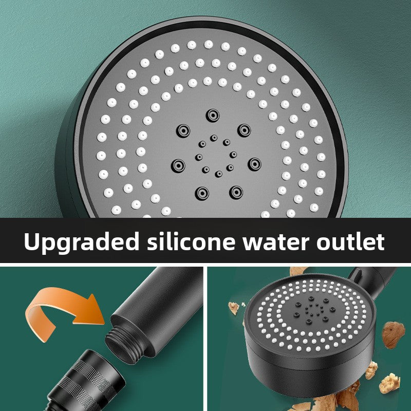 Upgraded silicone water outlet with close-up details on a green background
