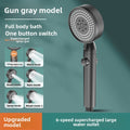 grey shower head with different modes