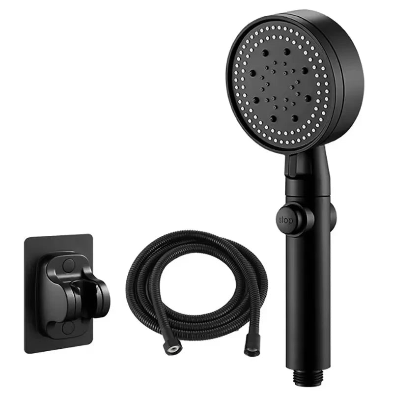 5-Mode High Pressure Shower Head Set with Water Massage & Hose - One Touch Stop - Vexxo